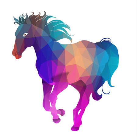 Colorful polygonal horse on white background. Vector illustration.の写真素材