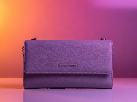 Purple leather wallet isolated on white backgroundの素材