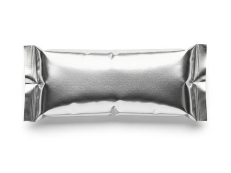 Silver foil packet isolated on white backgroundの素材