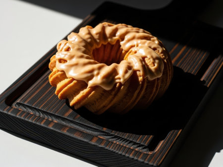 Delicious pastry with icing, isolated on white backgroundの素材