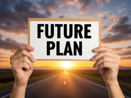 Future plan sign isolated on white backgroundの素材