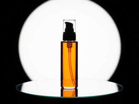 Cosmetic bottle with pump isolated on white backgroundの素材