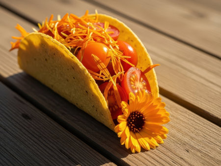 Taco with tomatoes and cheese isolated on white backgroundの素材