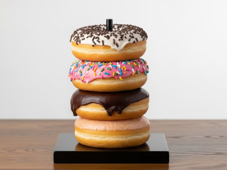 Stack of donuts isolated on white backgroundの素材