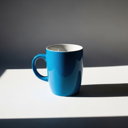 Blue ceramic mug isolated on white backgroundの素材