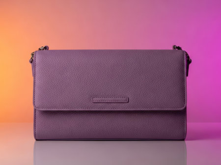 Purple leather crossbody bag isolated on white backgroundの素材