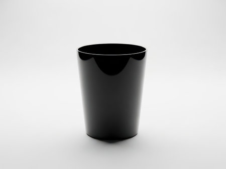 Black ceramic cup isolated on white backgroundの素材