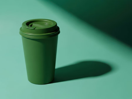 Green coffee cup isolated on white backgroundの素材