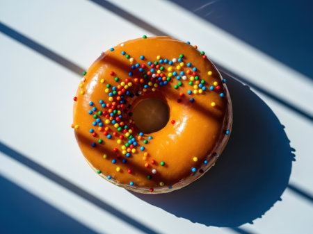 Delicious donut with sprinkles isolated on white backgroundの素材