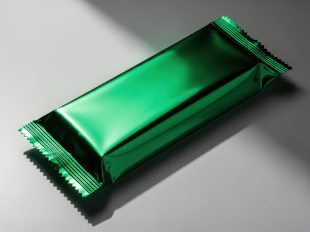 Green candy bar, isolated on white backgroundの素材