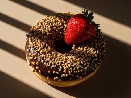 Delicious chocolate strawberry dessert isolated on white backgroundの素材