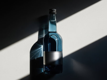 Glass bottle with water, isolated on white backgroundの素材