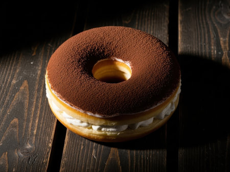 Chocolate donut isolated on white backgroundの素材