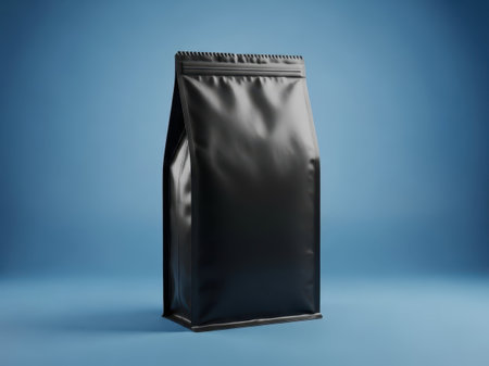 Black stand-up pouch package isolated on white backgroundの素材