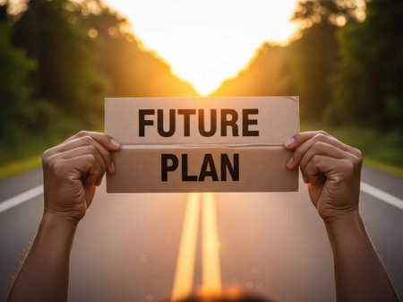 Future plan sign, isolated on white backgroundの素材