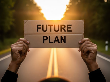 Future plan sign isolated on white backgroundの素材