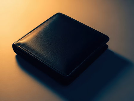 Black leather wallet isolated on white backgroundの素材