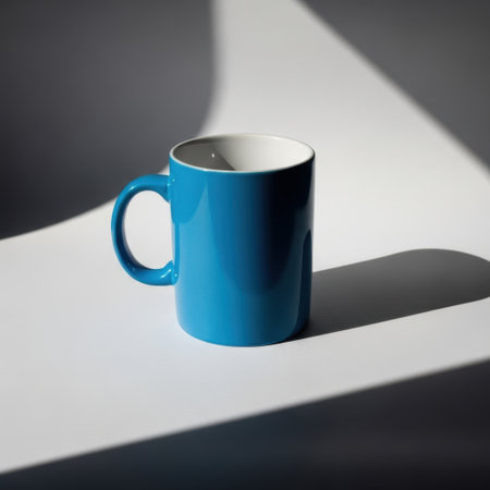 Blue ceramic mug isolated on white backgroundの素材