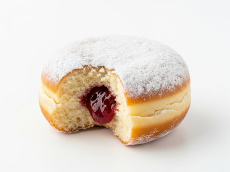 Jam-filled donut isolated on white backgroundの素材