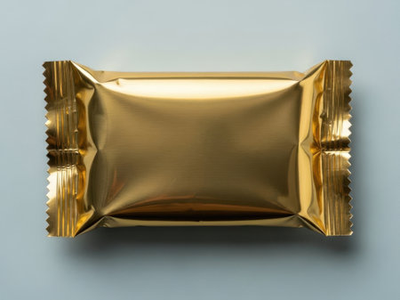 Gold foil wrapped candy isolated on white backgroundの素材