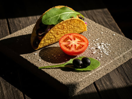 Taco with fresh ingredients isolated on white backgroundの素材