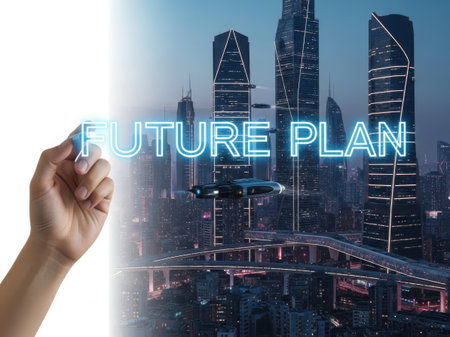 Future plan concept isolated on white backgroundの素材