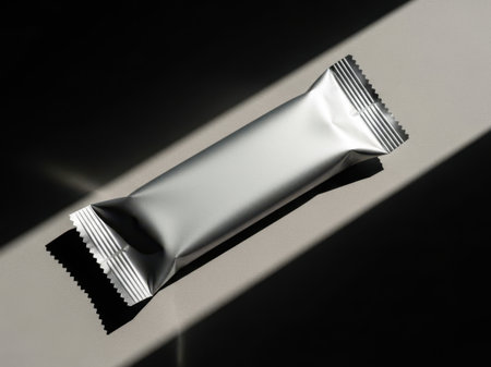 Silver foil packet isolated on white backgroundの素材