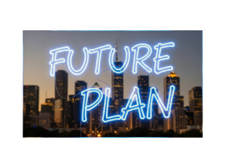 Future plan neon sign isolated on white backgroundの素材