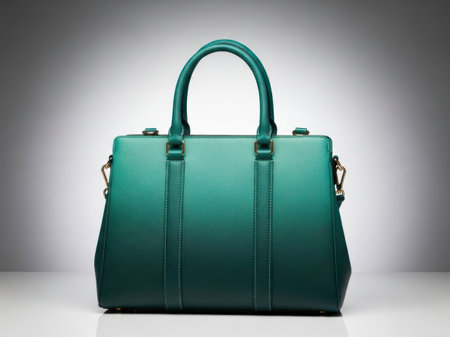 Teal handbag isolated on white backgroundの素材