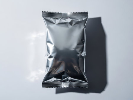 Silver foil packet isolated on white backgroundの素材
