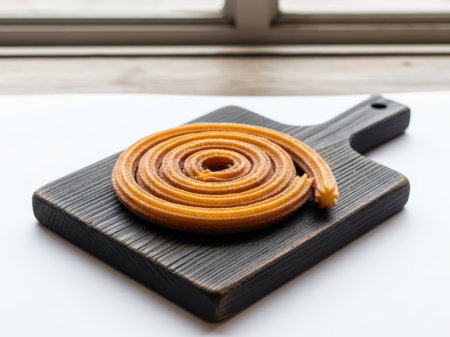 Spiralized carrot on wooden board, isolated on white backgroundの素材