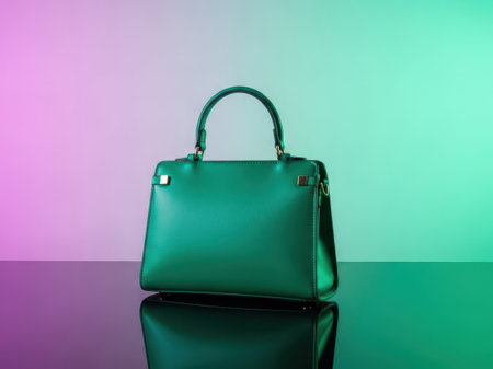 Green handbag isolated on white backgroundの素材