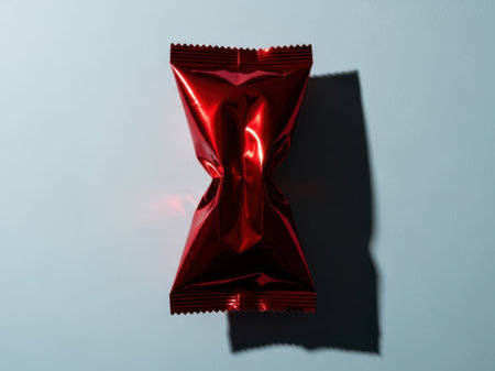 Red foil wrapper isolated on white backgroundの素材