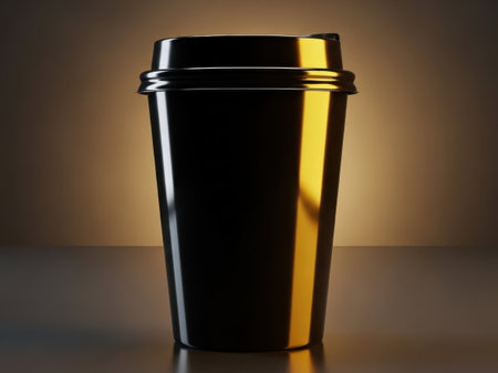 Black coffee cup isolated on white backgroundの素材