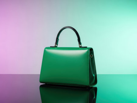 Green handbag isolated on white backgroundの素材