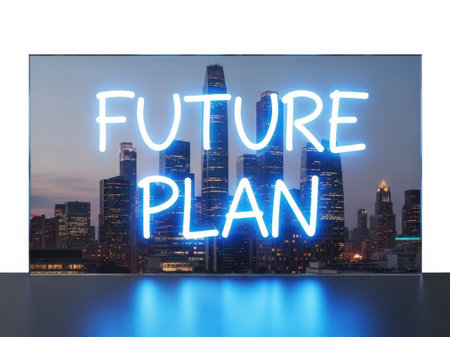 Future plan neon sign isolated on white backgroundの素材