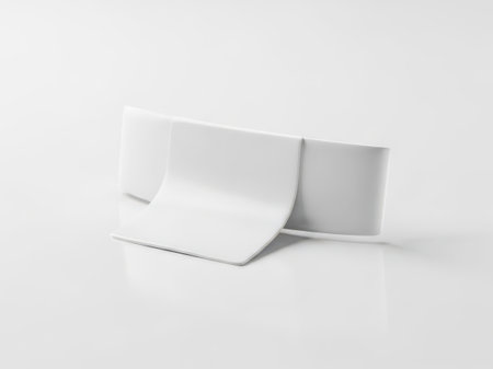 Modern white ceramic bowls isolated on white backgroundの素材