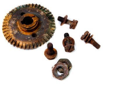 Rust on tools with white background