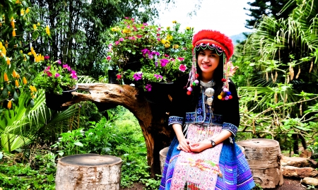 Thaigirl with tribe niformの写真素材