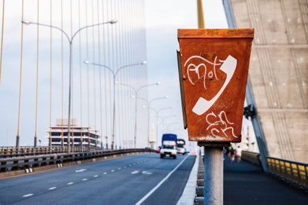 Emergency Phone on highway Thailandの写真素材