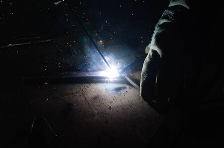 welder Welding Sparks  steel in factoryの写真素材