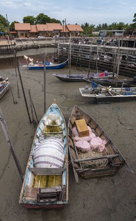 SUNGAI BESAR, MALAYSIA - NOVEMBER 15, 2011 : Fishing boats at jettyのeditorial素材