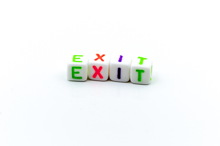 concept of exit on white backgroundの写真素材