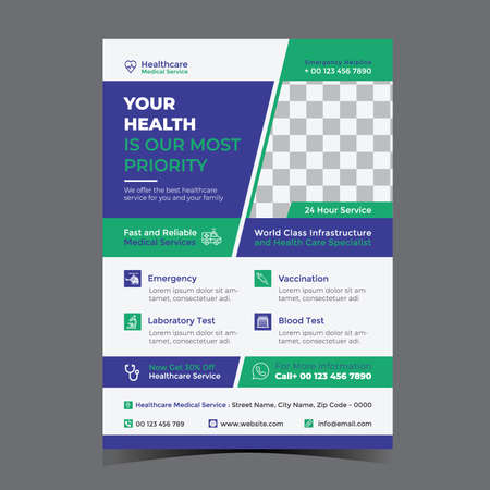 Medical and Healthcare Service Flyer Design Templateのイラスト素材