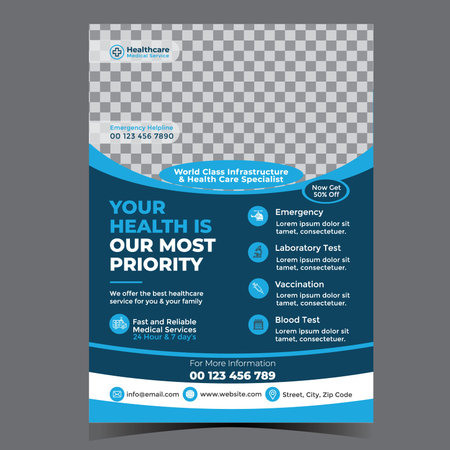 Medical and Healthcare Service Flyer Design Templateのイラスト素材