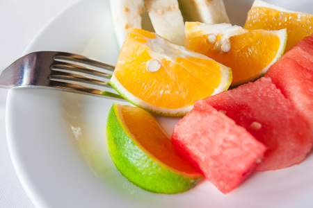 Delicious fruit piecesの写真素材