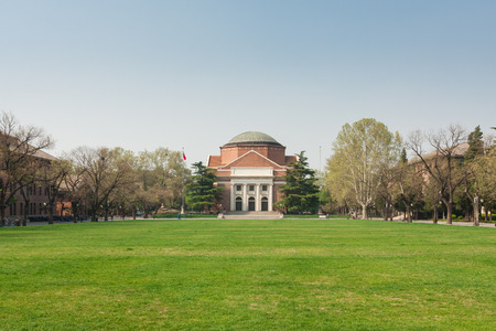 BEIJING - April 16: Tsinghua University on April 16, 2018 in Beijing, China. Tsinghua University Auditorium , Beijing, China.のeditorial素材