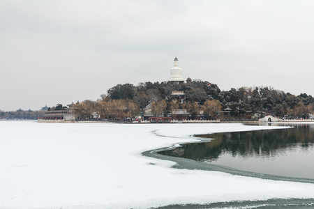Beijing Beihai Park Snow Sceneの写真素材
