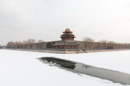 Beijing Forbidden City turret and moatのeditorial素材