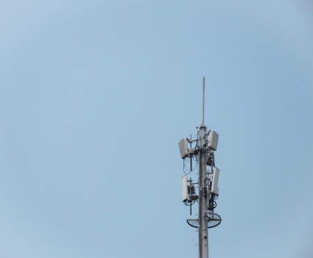 5G Telecommunications Base Station on Sky Backgroundの写真素材